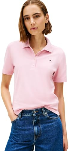 Tommy Hilfiger Polo piqué 1985 REG SS WW0WW43224 S/S pour Femme, Rose (Rose Bonita), S, Rose (Rose Bonita), S