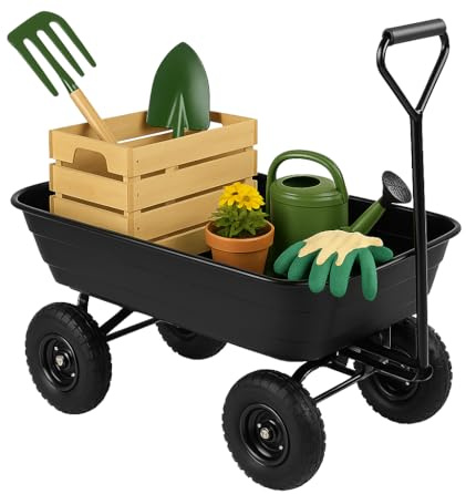 Transportwagen Handwagen Traglast 75 L /200Kg kippbar Gartenwagen für Werkzeug schwarz Bollerwagen Wagen Kippwagen