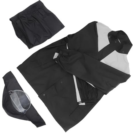 MAGICLULU 1 Juego Traje de Lluvia para Adultos con Chaqueta y Pantalones Impermeables Equipamiento de Protección para Motociclistas Diseño con Tira Reflectante para Exterior Color Negro con