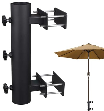 Sonnenschirm-Befestigung für Terrasse – Sonnenschirmkonsole, rutschfest, ohne Bohren – Klemmhalterung für Terrasse – für Pfosten und, Außenbereich, Balkon, Innenhöfe und Gärten