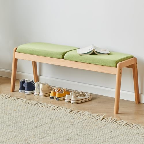 CLLXDZ Gepolsterte Sitzbank Holz, Sitzbank Esszimmer Aus 100% Buche, Abnehmbarer Sitzbezug, für Küche, Wohnzimmer, Schlafzimmer, Eingangsbereich, Fußende des Bettes(Green-1,117cm/46in)
