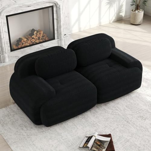 TUPOSTAR 208 cm Breites Zweisitzer-Sofa, Tiefe SitzfläChe, Ecksofa, Keine Montage Erforderlich, Cordbezug, FüR Wohnzimmer Und Heimkino,04