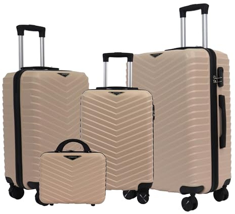 STRAVIA – Vic – Set de 4 Valises (30/55 / 65/75 cm) – ABS légères et résistantes – Serrure à Code sécurisée – 4 Roues Double Ultra fluides – Rose Gold