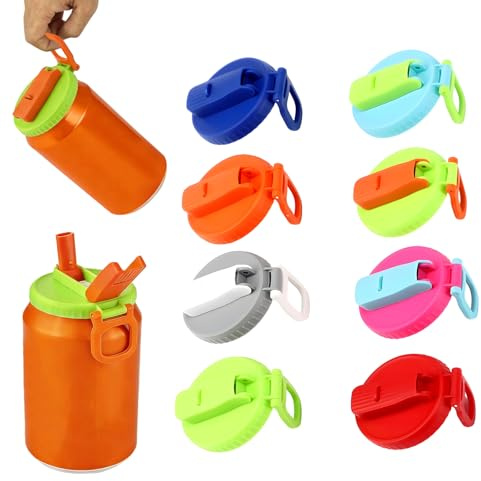 8 Pcs Soda Can Lids with Straws, Reusable Pop Can Covers Leak Proof Beverage Caps for Soda Juice Water Drinks, 8 Colors 2.24 x 5.7 in