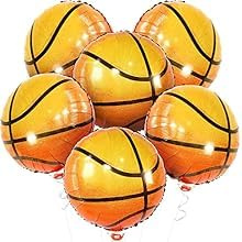 Gleemix 6 Stück Luftballon Basketball, 18 Zoll Folienballon Basketball Helium Ballon, Kindergeburtstag Deko für Jungen und Mädchen Thema Kinder Party