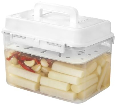 Yuhtech Barattolo per fermentazione, barattolo per decapaggio, contenitore per fermentazione Kimchi da 5 l, contenitore per fermentazione sottaceti con piastra elastica e coperchio, contenitore Kimchi