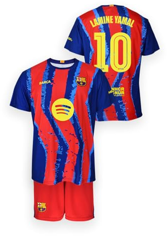 FC Barcelona Unisex Kinder Cuarta Equipación Niños Temporada 25/26 Conjunto Lamine Yamal FC Barcelona 4er-Set für die Saison 2025-2026.