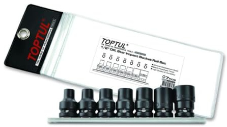 E-TORX Schlag-Stecksnuss Satz TOPTUL 1/2 7 StkE10 E12 E14 E16 E18 E20 E24