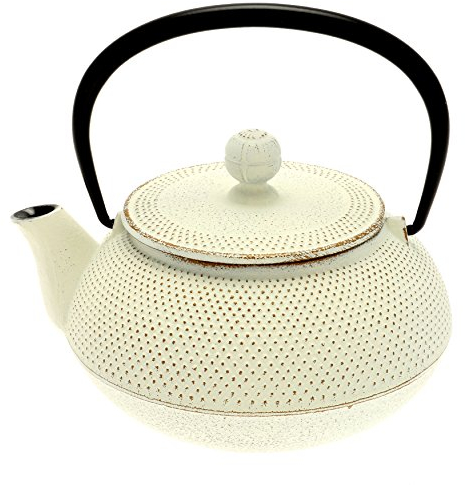 Iwachu Japanische Tetsubin-Teekanne, Eisen, Gold/Weiß