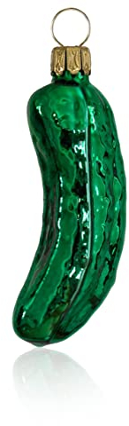 Glas Weihnachtsgurke mittel, Glanz grün | aus der Glasbläserregion Lauscha | die Gurke für den Weihnachtsbaum als Baumschmuck | an American Pickle, Christbaumgurke, Glasgurke Weihnachtsdeko 8 cm