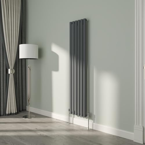 NRG 1600x354mm Oval Column Radiator Single Panel Anthracite | High Heat Output, Designer Radiator Wall Mounted, Central Heating Rads, Modern Radiator, for Living Room, Kitchen, Bedroom