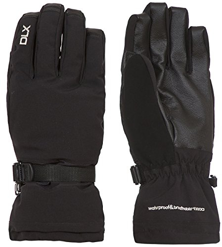 DLX Spectre, Black, L, Warm Padded Waterproof Gloves with Leather Palms Adult Unisex, Large, Black