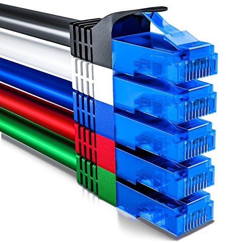 deleyCON 5x 0,25m CAT6 Set de Câbles Réseau - Court 25cm U-UTP RJ45 CAT-6 Câble LAN Câble Patch Ethernet Câble DSL Switch Routeur Modem Répéteur Panneau de Brassage - Coloré