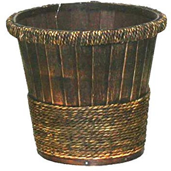 MIMBRE NATURAL MACETERO Sol MARRÓN.Macetero de Madera y Cuerda. Macetero para decoración Interior y Exterior (24 × 24 × 21)