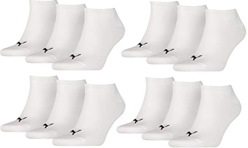 PUMA Unisex Sneakers Socken Sportsocken 4 x 3er Pack (White, 39-42)