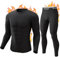 CL convallaria Thermounterwäsche Herren, Funktionsunterwäsche Skiunterwäsche Atmungsaktiv Innenfleece Winter Thermowäsche Warm Weich Thermounterhemd Thermounterhose für Männer, Schwarz