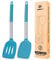 Confezione di 2 spatole da cucina in silicone massiccio, antiaderenti, resistenti al calore, senza BPA, ideali per pesce, uova, pancake (blu)