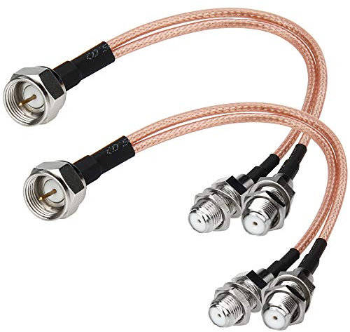 Lot de 2 câbles coaxiaux répartiteurs de type F RG6 - 75 Ohm - Antenne TV - Répartiteur 3 voies - Adaptateur RF mâle vers F double femelle RG316 - Câble coaxial de 15,2 cm