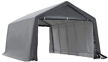 Outsunny Zelt Garage Carport Abm. 6L x 3,6l x 2,75H m robuster verzinkter Stahl PE hohe Dichte 195 g/m² wasserdicht UV-beständig weiß grau