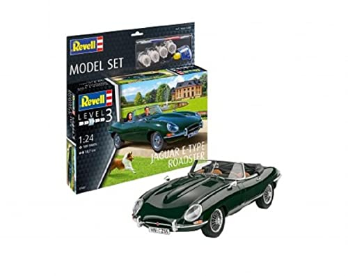 Revell 67687 Model Set Jaguar E-Type Roadster originalgetreuer Modellbausatz für Einsteiger, Starter Kit mit Basis-Zubehör, unlackiert