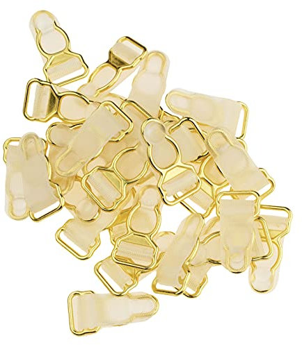 TiaoBug 30/50Pcs Kunststoff Korsett Bein Clips Strumpfband Klemmen Strumpfhalter Riemen Clips Strapshalter Golden One Size