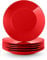 LOVECASA 'Sweet' 6-Piece Dessert Plates Round China Porcelain Side Plate Snack Plate Salad Plate for Salad/Fruit/Snack Plate, Red 21.5 * 21.5 * 2.5 cm