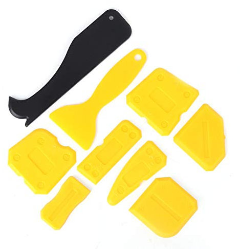 Silikon-Glasdichtmittel-Entferner, Schaber Handbetätigt 9-teiliges Türabdichtungs-Handwerkzeug-Set für Verschönerungsglaskleber, Formen, Verfugen, Silikon, Acryl, Fugen, Harz, Verfugen