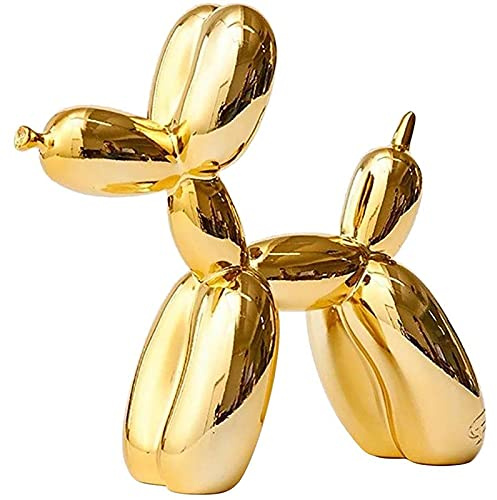 KKLT Ballonhund Skulptur 10 Farben Desktop Ornamente,Polyresin Mit Metallic Finish Ballon Hund Modell Handwerk Skulptur Für Office Startseite-Golden 10x10x4cm(4x4x2inch)