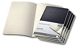 Sigel CO865 Notizheft A6 liniert schwarz, 64 Seiten, aus nachhaltigem Papier, Conceptum - 5er Pack