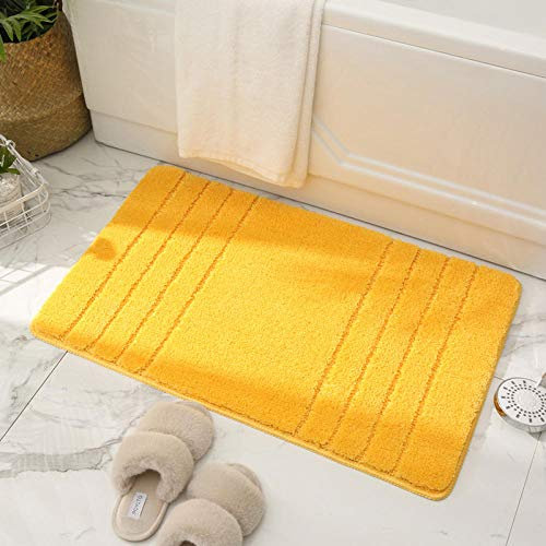 LNXSESN Badteppich Gelb Badvorleger Flauschig Mikrofaser Badematte rutschfest Duschvorleger Schnelltrocknend Badezimmerteppich Waschbar Badematten Bathroom Mat 40x60cm