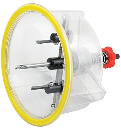 BOXTEC Hartmetall Kreisschneider BHC mit Schutzhaube stufenlos einstellbar im Koffer mit 4 Messern für Trockenbau, Holz, Kunststoff, Gipskarton, Durchmesser:40-125mm BHC 125 PREMIUM