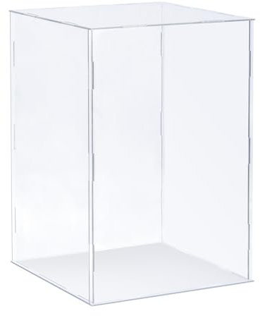 sourcing map Clear Display Case, Acrylic Box Assemble Transparent Dustproof Box Showcase 20x20x30cm for Collectibles, Crafts
