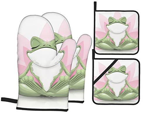 Niedliche Topflappen und Topflappen, Motiv: Frosch, geeignet zum Aufdecken des Deckels in der Küche, Mikrowelle, Ofengeschirr und Grillen im Freien usw.