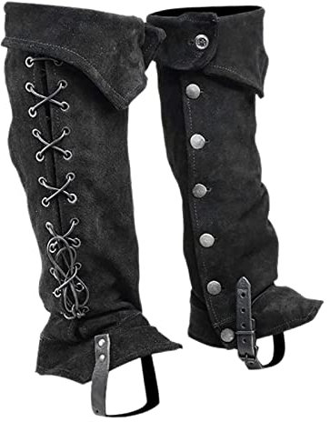 SM SunniMix Halloween-Piratenstiefel für Herren, gefrostetes, Piratenstiefel, Überschuhe, Deluxe-Retro-Mittelalter-Kostüm, Schwarz