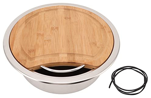 360x120mm RV 304 Lavello In Acciaio Inox Lavello Rotondo Lavamani Con Tagliere In Bambù