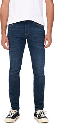 Only & Sons Men's Onsloom Slim Dark Blue 4514 Jeans Noos Trousers, Dark Denim Blue, 33W 30L UK
