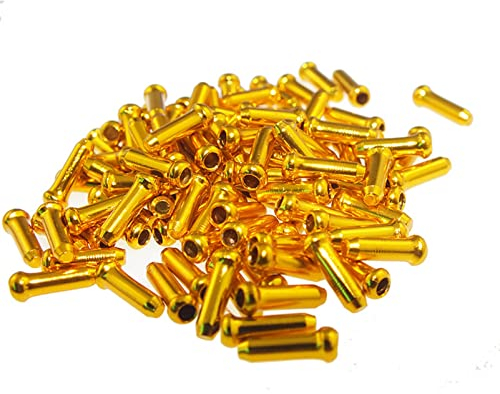 30 Pieces Aluminum Alloy Cable End Crimps Bike Brake Cable Caps Shift Cable Gear Wire End Tips Donuts for Road Bike Mountain Bicycle (Gold)