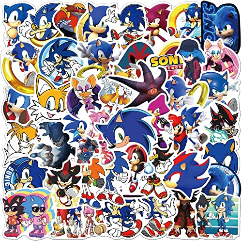 Yangsiw Sonic Stickers Lovely Boy and Girl Stickers Laptop Water Bottle Luggage Snowboard Bicycle Skateboard Decal for Kids Teens Waterproof Stickers 50pcs