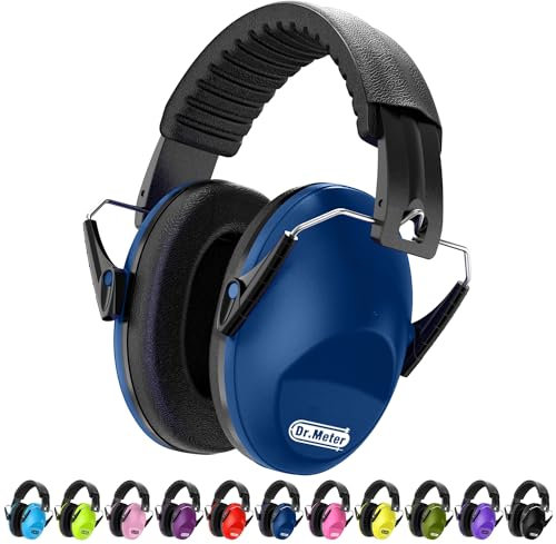 Proteccion Auditiva Niños, Dr.meter Protectores de Oído para Niños Protectores Auditivos Cascos Ruido Orejeras Antiruido con almohadillas suaves Azul marino