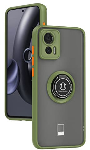 XINYEXIN Hülle für Motorola Edge 30 Neo/Edge 30 Lite mit Ring Stnad Stoßfest Handyhülle Anti-Scratch Durchscheinend PC Back + Soft TPU Bumper Case Cover - Armeegrün