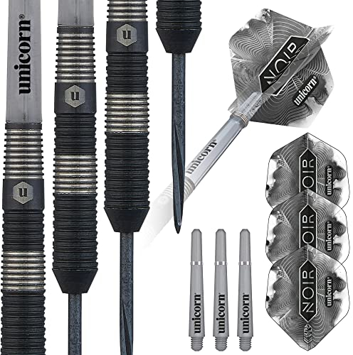 Unicorn Steeltip Darts Noir|Style 3|Dartpfeile mit Stahlspitze, Schwarz, 24 g