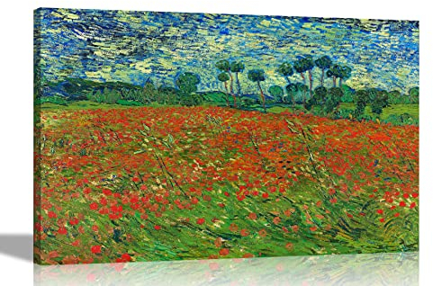 Artley Prints Vincent Van Gogh Leinwandbild Mohnfeld, fertig zum Aufhängen, Landschaftsbilder zur Dekoration, abstraktes Kunstwerk, extragroß, 101 x 76 cm