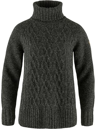 Fjallraven 84793-030 Övik Cable Knit Roller Neck W Sweatshirt Mujer Dark Grey Tamaño L
