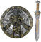 Funidelia | Wikinger Schwert und Schild für Herren Nordisch, Walküre, Barbaren, Vikings - Zubehör für Erwachsene, Zubehör für Kostüm - Braun