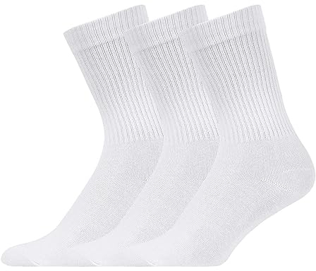 COSHAL® 3 Sports Socks for Mens Mens Cotton Rich Sport's Socks Men Workout Training Hiking Walking Athletic Sports Socks Men Breathable Comfortable Sport Sock Size 6-11 White