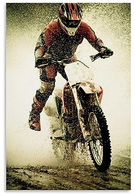 ELedvb Dirt Bike Rider Poster, Leinwand-Poster, dekoratives Gemälde, Leinwand-Wandposter und Kunstdruck, modernes Familienschlafzimmer-Dekor-Poster, 60 x 90 cm