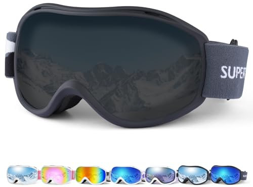 Supertrip Occhiali da sci per adulti (montatura nera/lente grigia (VLT 10%))