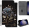 Ammeer Hülle für Xiaomi Mi Note 10/Note 10 Pro, Flip Folio PU Leder Schutzhülle Handy Tasche Wallet Case Cover Ständer mit Magnetverschluss - Schwarz Rose