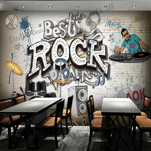 Custom Rock Music Wallpaper Industrial Decor Mural Bar KTV Restaurant Club Background Wall Paper,150 * 105cm