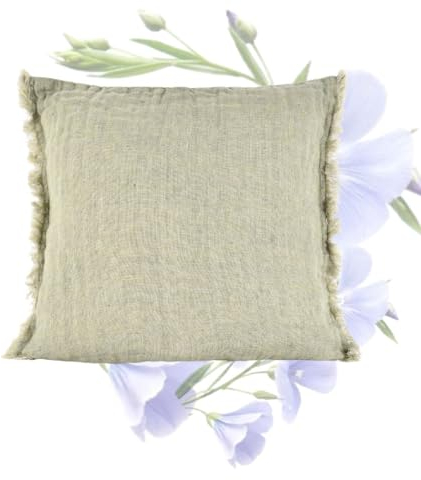 LINAS Premium Leinen Kissenbezug 44x44cm Grün - Dekorative Kissenbezüge mit Verstecktem, Abwaschbar Dekokissen Kissenhülle für Sofa & Schlafzimmer, Moderne Kissenhüllen, Sofakissen, Kopfkissenbezug